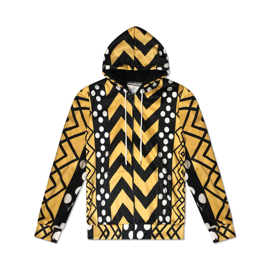 All-Over Print Zip Up Hoodie With Pocket