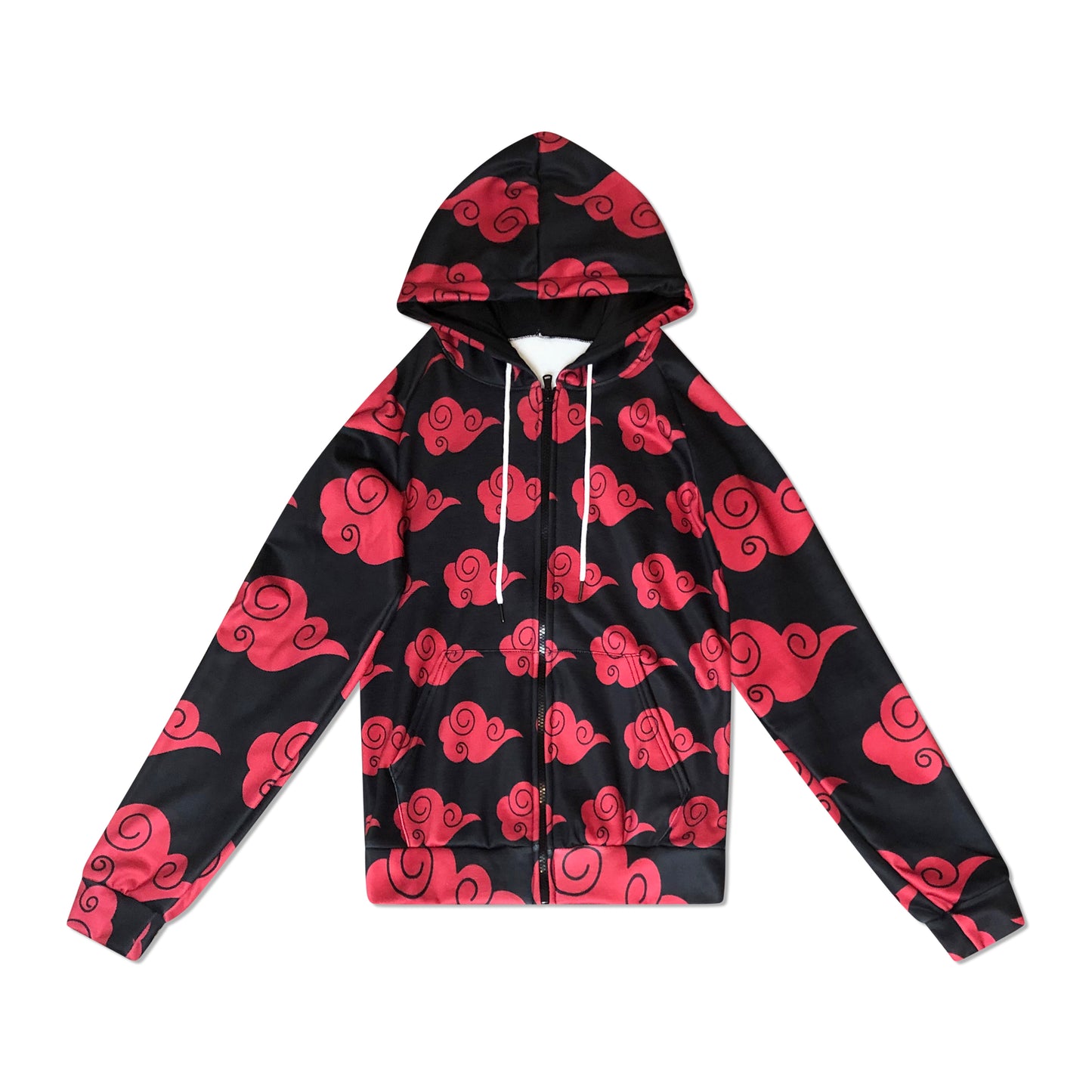 Black Red Cloud Zip Up Hoodie