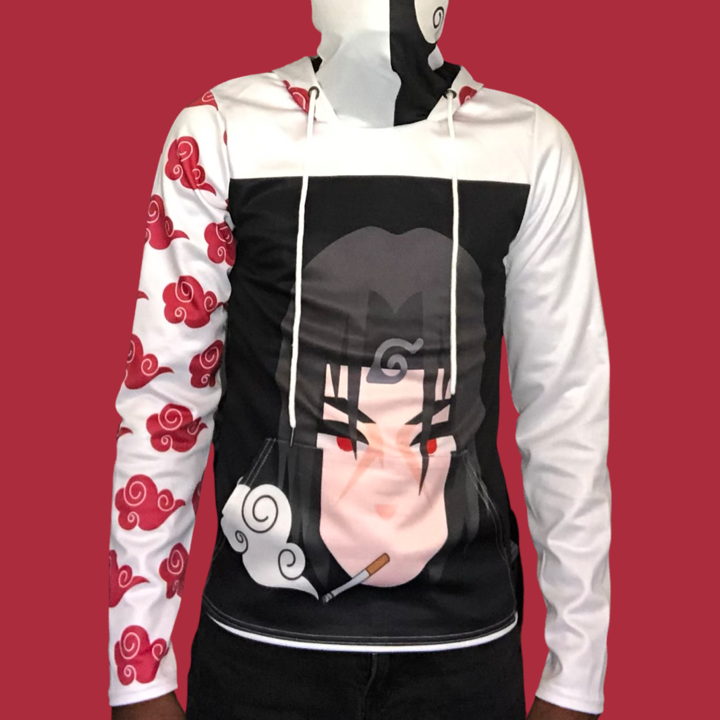 Red Cloud Pullover Hoodie With Mask